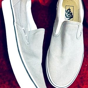 Vans grey size 10 women’s slip ons